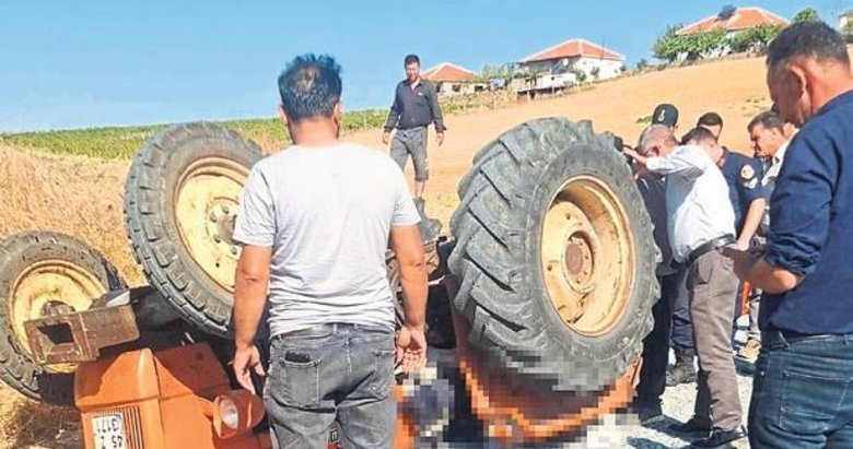 Devrilen traktörün sürücüsü can verdi