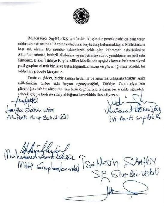 Şehitler için ortak bildiriye CHP ve Dem Parti imza koymadı