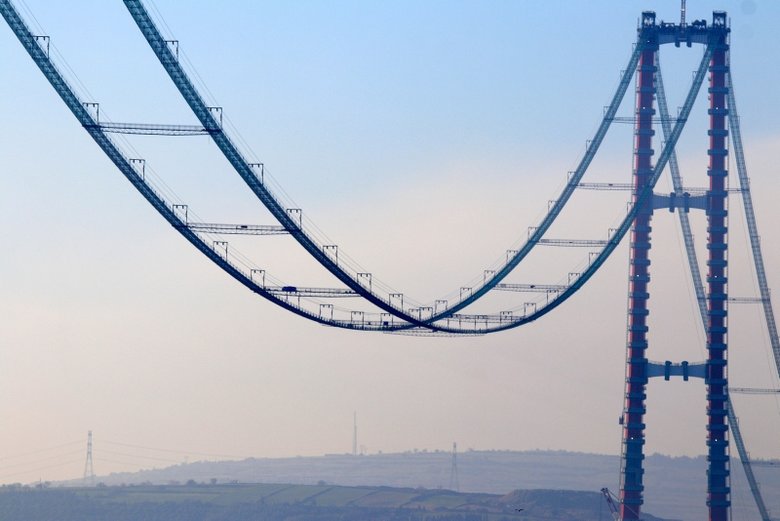 1915 Çanakkale Köprüsü kedi yolu tamamlandı sıra ana halatlarda