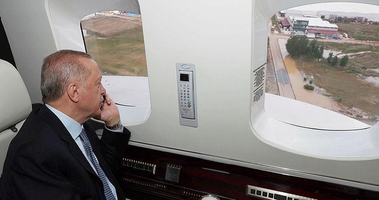 Erdoğan, Ankara Akyurt’ta havadan incelemelerde bulundu