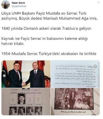 Türkiye ile tarihi anlaşmaya imza atan Libya Başkanı Fayiz es-Serrac’ın dedesi Manisalı çıktı