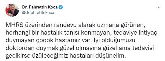 Bakan Koca’dan hastane randevusunda duyarlılık çağrısı