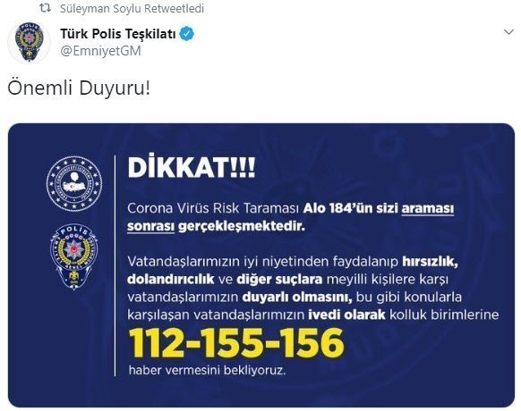 Emniyet Genel Müdürlüğü’nden vatandaşlara ’koronavirüs’ uyarısı!