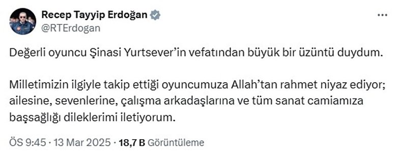 Ünlü oyuncu Şinasi Yurtsever’den acı haber!