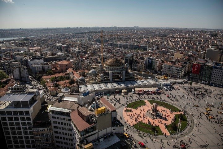 Taksim Meydanı ve çevresi yüksekten görüntülendi